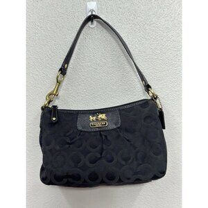 Coach Teri Hobo Bag Signature C Black Leather Shoulder Small Outlet *EUC